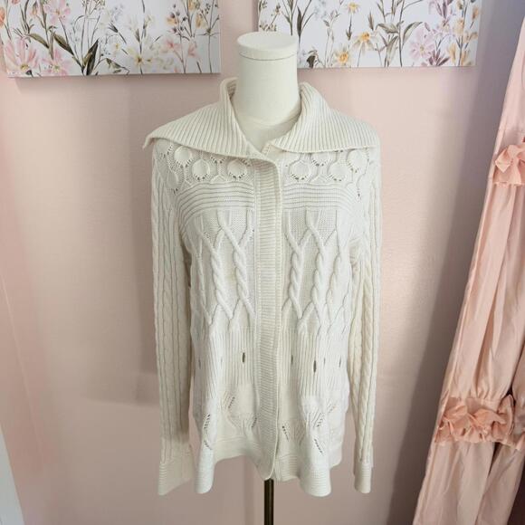 Tommy Hilfiger Cream Knit Cardigan (XL) — Made in Hong Kong - Picture 1 of 7